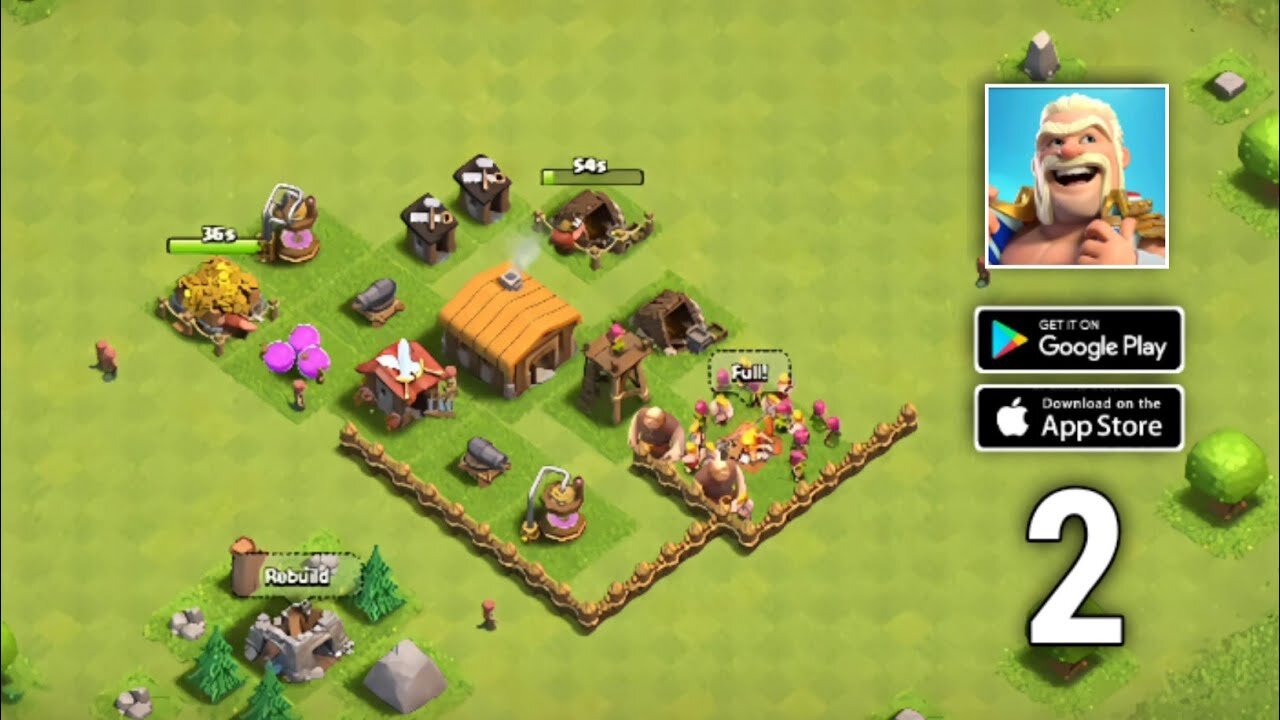 Clash Of Clans Gameplay - Walkthrough Part 2 Town Hall 2 (iOS, Android) I COC