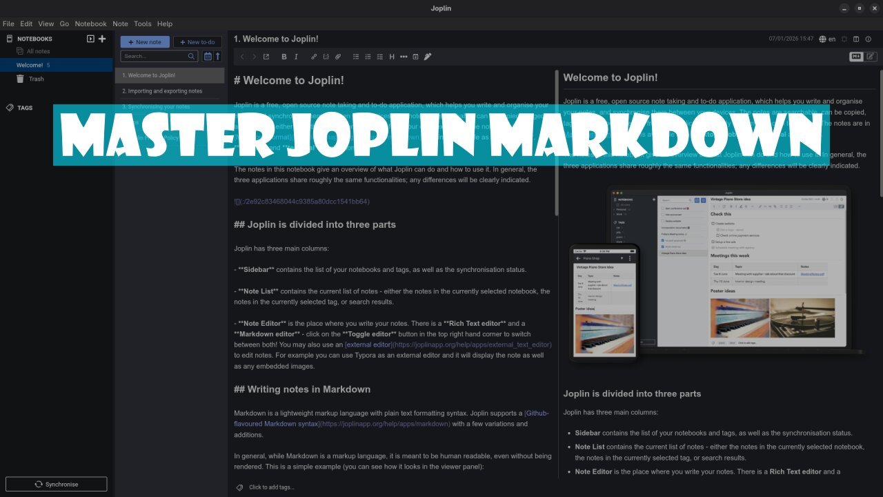 Joplin Markdown Mastery On Fedora Linux