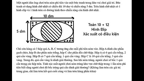 Toán 10+12: Một người đàn ông chơi tròn ném phi tiêu vào một bức tranh trong khu vui chơi giải