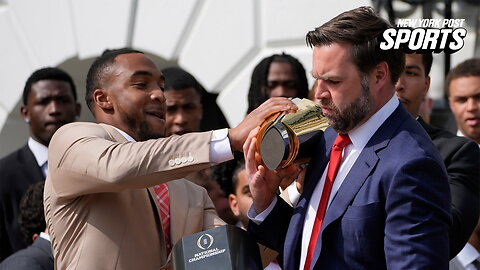 VP JD Vance fumbles Ohio State's national championship trophy