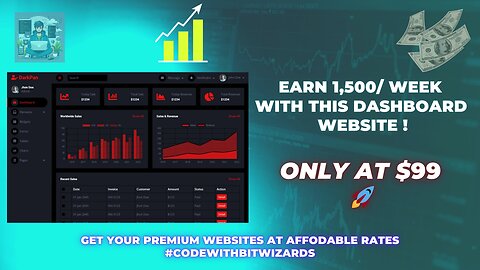 🔥 Code With Bitwizards’ $99 Dark Red Dashboard (ENDS TONIGHT!) | Fully Responsive + FREE Bonuses