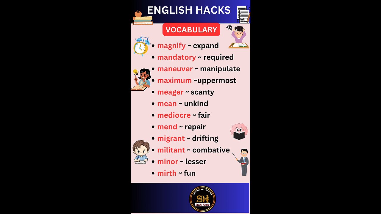 Most important daily use vocabulary for exam 2025 02 #studyhacks123 #vocabulary #english #shorts