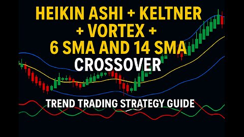 Heikin Ashi + Keltner Channels + Vortex Indicator | 6 SMA & 14 SMA Crossover Trend Trading Strategy 