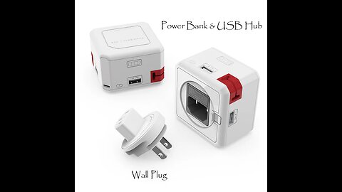 4-port Power Bank, USB Hub, Cable Organizer & Wall Adapter