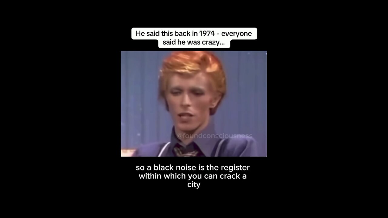 BLACK NOISE ... DAVID BOWIE WARNED OF IT IN 1974