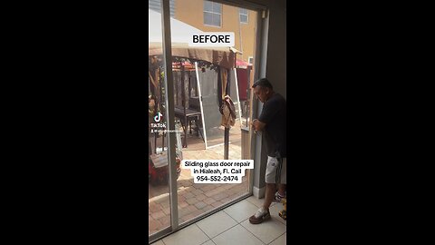 Sliding glass door repair; roller replacement and track refurbishing, in #hialeah, Fl.