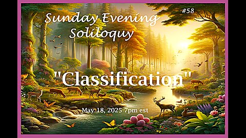 Sunday Evening Soliloquy ~ #58 ~ Classification