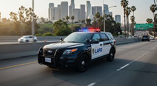 LA PD Police Car driving on the road