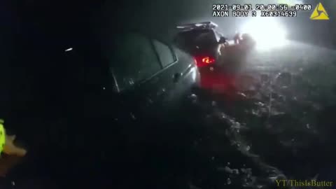 Police Officer Helps Rescue Stranded Driver Stuck In Ida Flooding