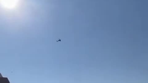 Israeli attack helicopters airspace to shoot down Iranian drone.