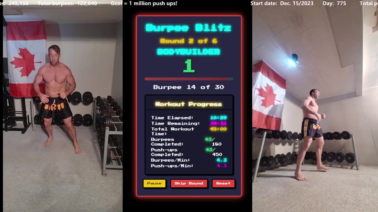 Everyday 450 push ups and 180 Burpees!