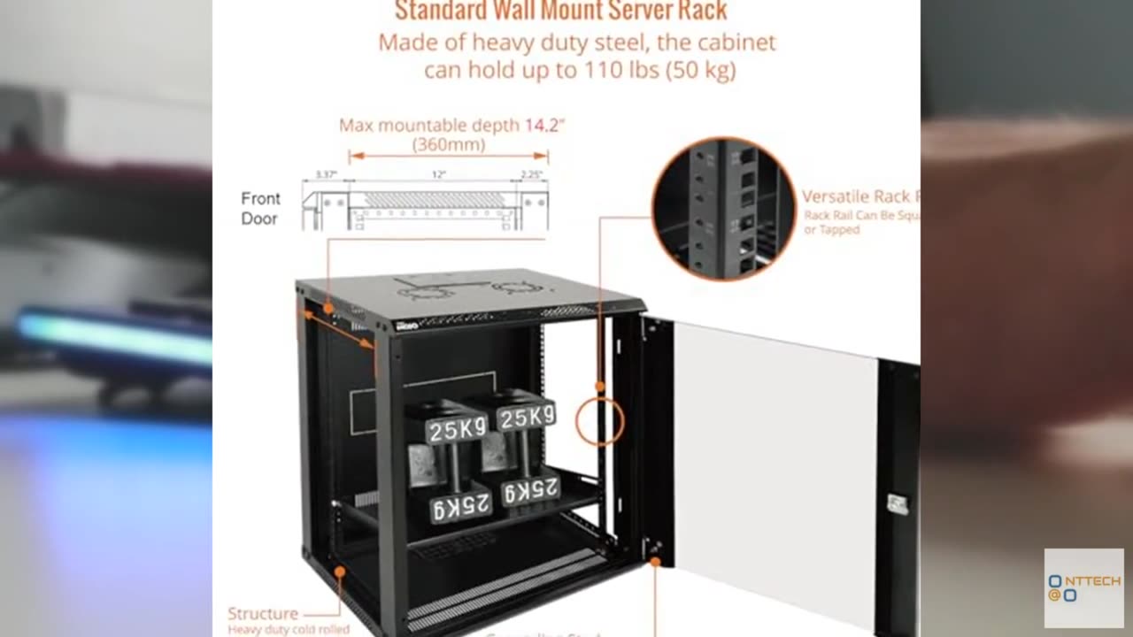 Tecmojo 12U Wall Mount Server Cabinet IT Network Rack Enclosure Lockable Door an