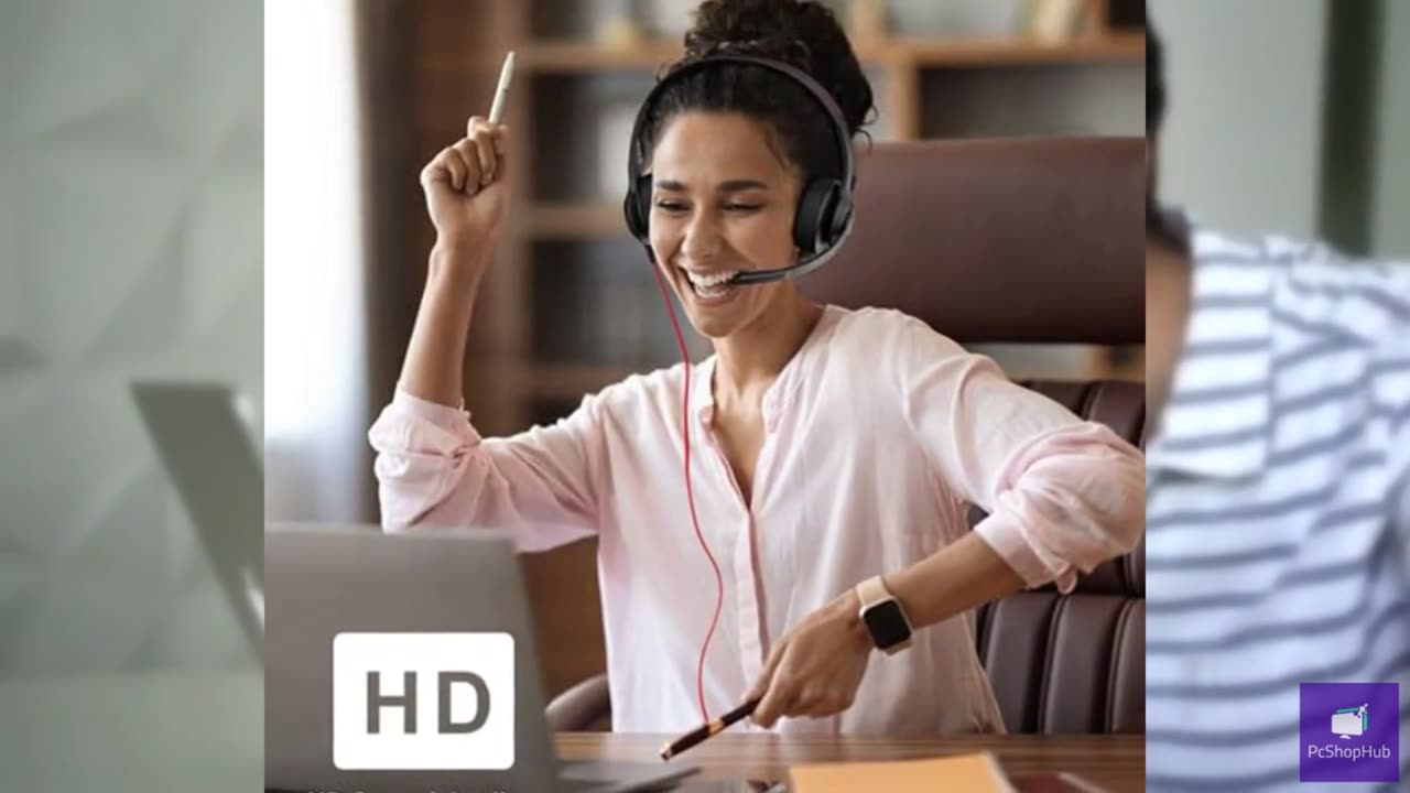USB Headset with Microphone for PC/Laptop, Wired Headphones with Noise Cancellin