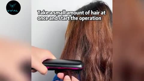 Cordless Hair Straightener Brush -Hot Comb with 3 Temp Settings