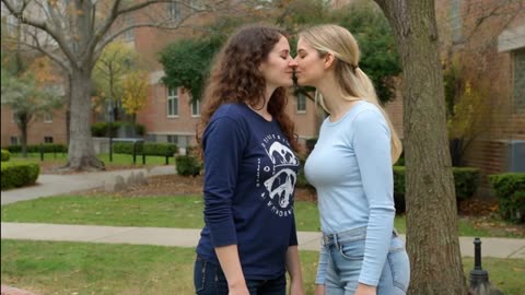 📚 College Sweethearts! Two University Girls Share a Secret Kiss on Campus 💕🏳️ 🌈 #LesbianLove