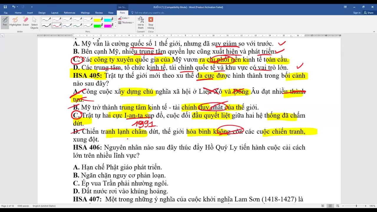 SỬ BUỔI 26 : LUYỆN ĐỀ