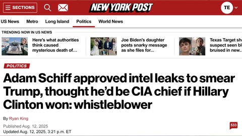Whistleblower Accused Sen. Adam Schiff for Authorizing Leaking Intel Docs to Smear Trump 