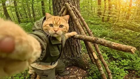 Ginger Cat Survives in the Forest! Vlog from the Forest