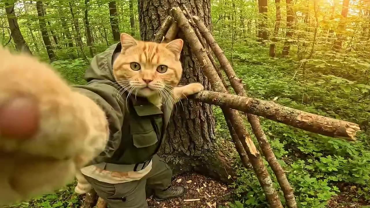 Ginger Cat Survives in the Forest! Vlog from the Forest