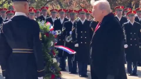 President Donald J. Trump lays a wreath at the Tomb of the Unknown Soldier