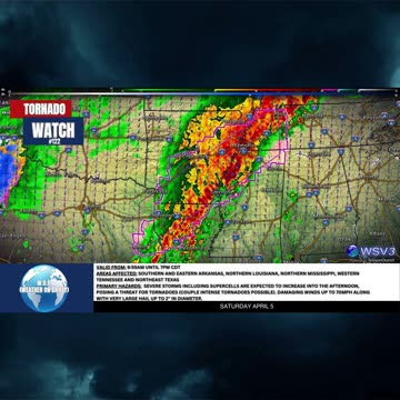 🌪️ Tornado Watch #122: AR, LA, MS, TN, TX! 4/5/25 #shorts #stormupdate