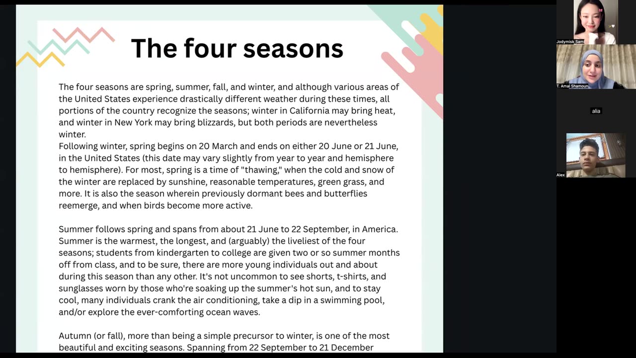 Weather and seasons Class (8)