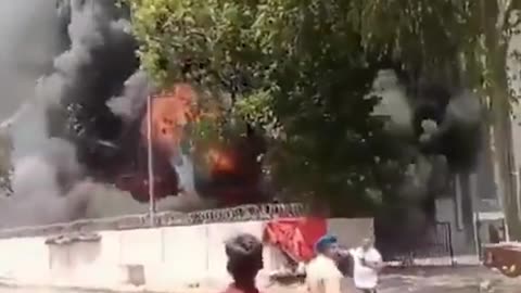 New footage shows the moment the sole survivor of India air craft crash crawled out