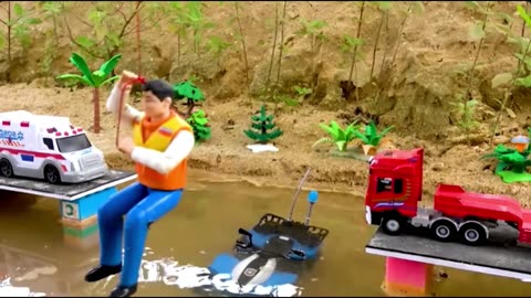 Epic Toy Rescue: Excavator Pulls Out Stuck Dump Truck!