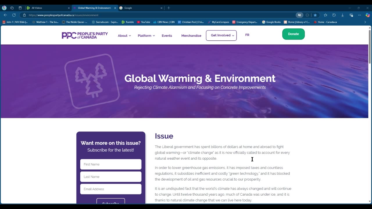People's party of Canada on climate change and environment