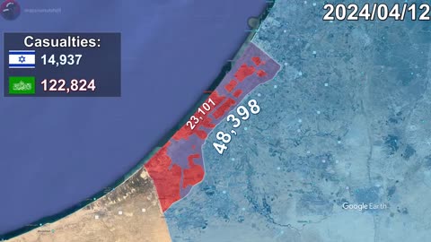 Israel-Hamas War Every Day to May 1st, 2025 Mapped using Google Earth