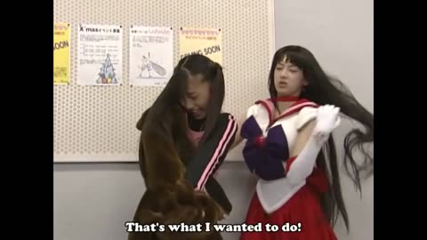 Usagi & Mamoru sailor moon live action act 4 Usagi gets stuck in her bear costume