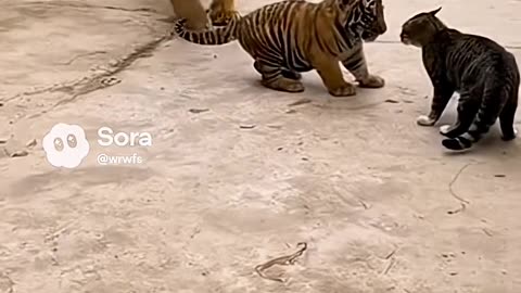 Who would win, a cat or a tiger cub
