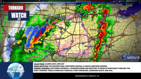 🌪️ Tornado Watch #57: IL/IN/IA Risk for Intense Tornadoes! 3/19/25 #shorts #severeweather