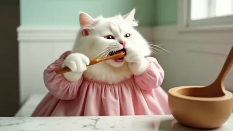 Cute mama cat and kitten video