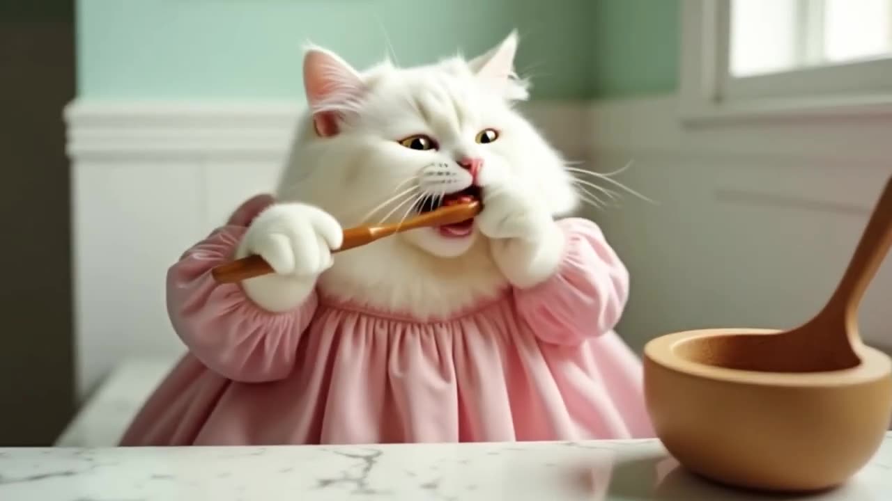 Cute mama cat and kitten video