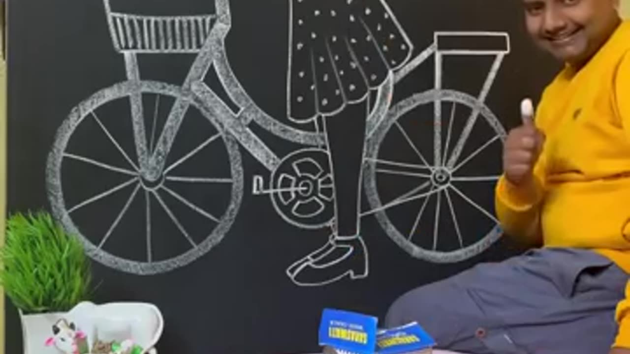 Learn to draw a beautiful girl on bicycle 🚲