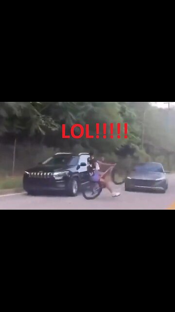 Finally Justice for bicyclists doing wheelies in traffic. INSTANT KARMA