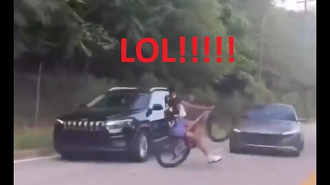 Finally Justice for bicyclists doing wheelies in traffic. INSTANT KARMA
