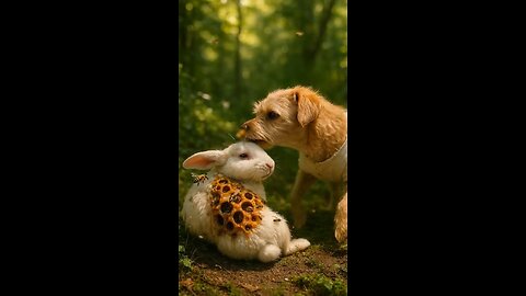 Cute Dog Rescues Bunny from Bees! 🐰