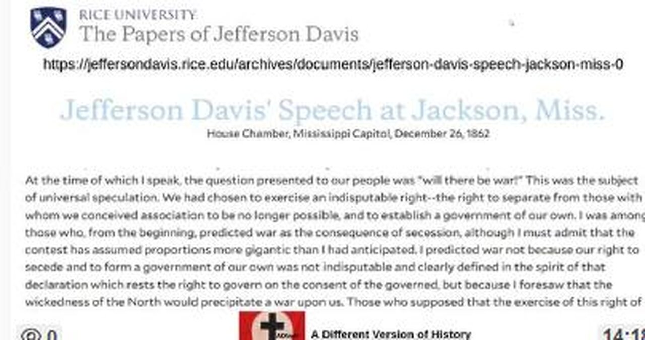 Excerpts from a Jefferson Davis 1862 Speech - is he referring to the jews?