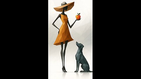 Modern Polygon Muse with Loyal Companion