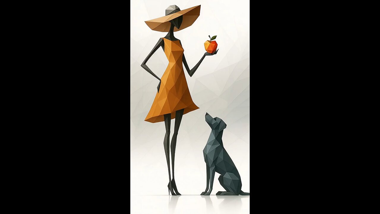 Modern Polygon Muse with Loyal Companion