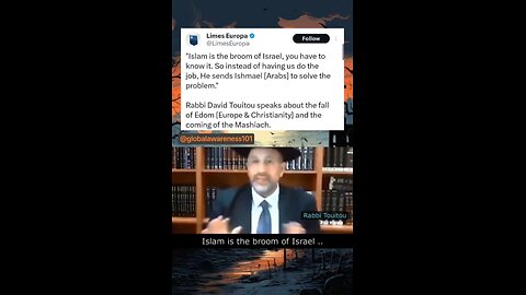 Listen to this Rabbi say Islam is the broom for Israel to destroy Christianity.