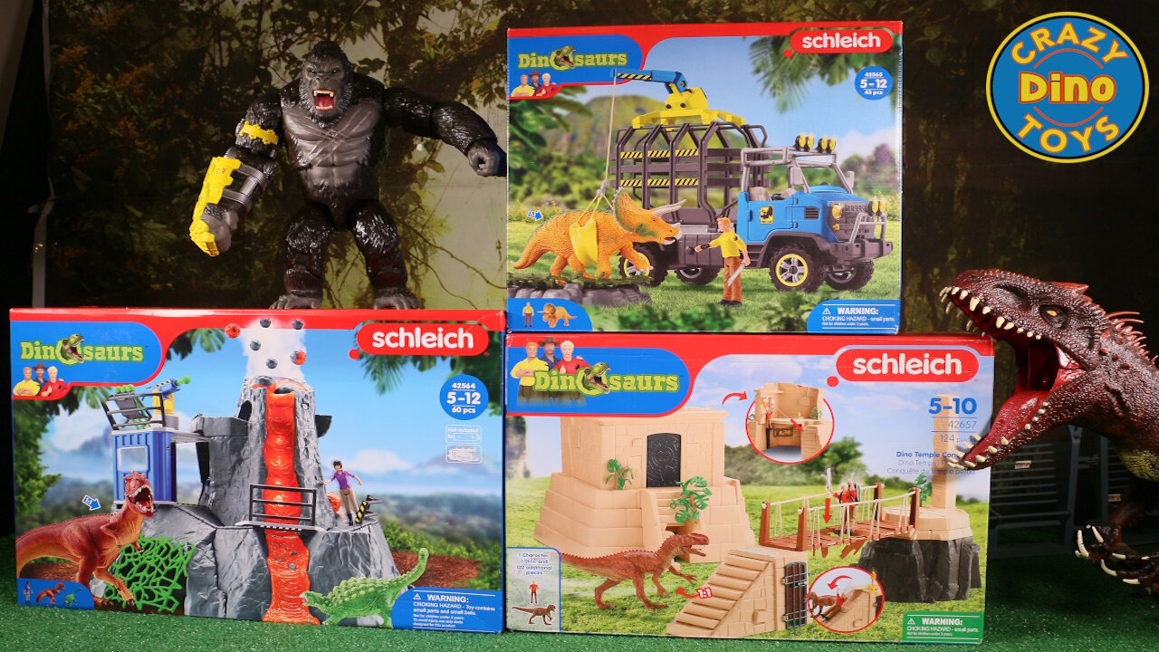 3 Schleich Dinosaur Sets Unboxed Exploding Volcano set 42564 Jurassic World Dinosaur Toys 2025