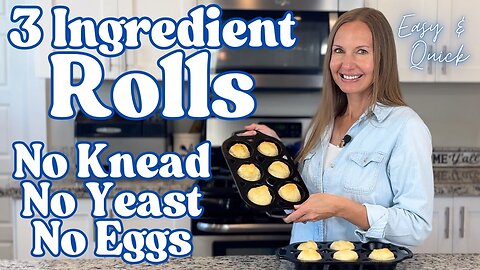 3-Ingredient No-Knead Rolls – No Yeast, Eggs, Butter, or Oil! Easy Beginner Bread Recipe Mayo Rolls