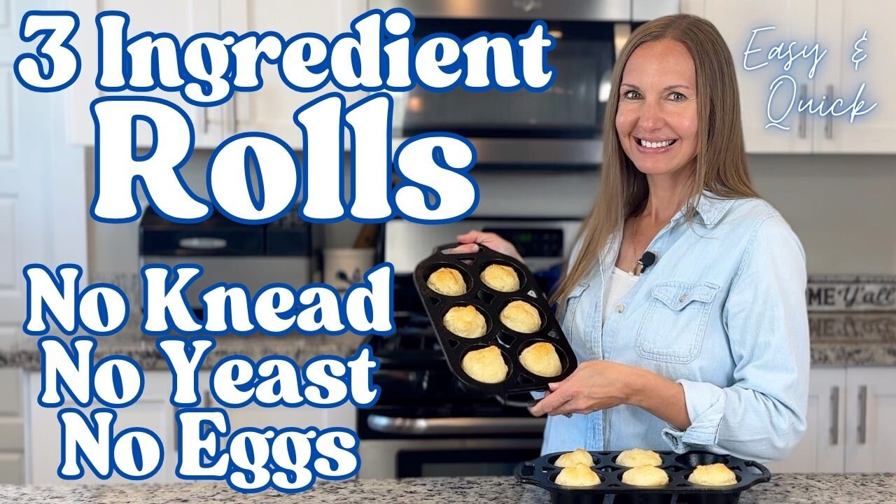 3-Ingredient No-Knead Rolls – No Yeast, Eggs, Butter, or Oil! Easy Beginner Bread Recipe Mayo Rolls