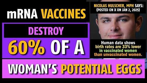 mRNA vaccines destroy 60% of a woman's potential eggs, notes Nicholas Hulscher, MPH