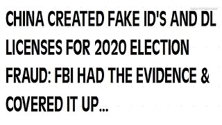 CCP & OTHERS CREATED FAKE ID'S, DRIVER LICENCES FOR 2020 ELECTION FRAUD - FBI, OTHER AGENCIES HAD THE EVIDENCE AND COVERED IT UP - 14 mins.
