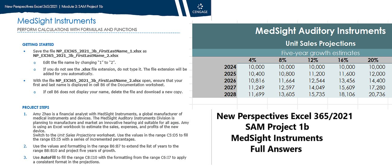 New Perspectives Excel 365/2021 | Module 3: SAM Project 1b | MedSight Instruments