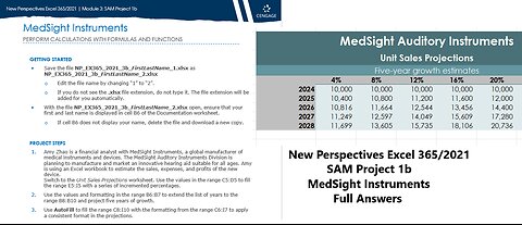 New Perspectives Excel 365/2021 | Module 3: SAM Project 1b | MedSight Instruments